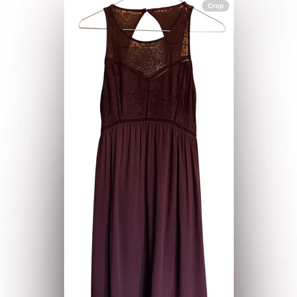 EUC ABERCROMBIE & FITCH Garnet Red Halter Crochet Lace Babydoll Sundress Small